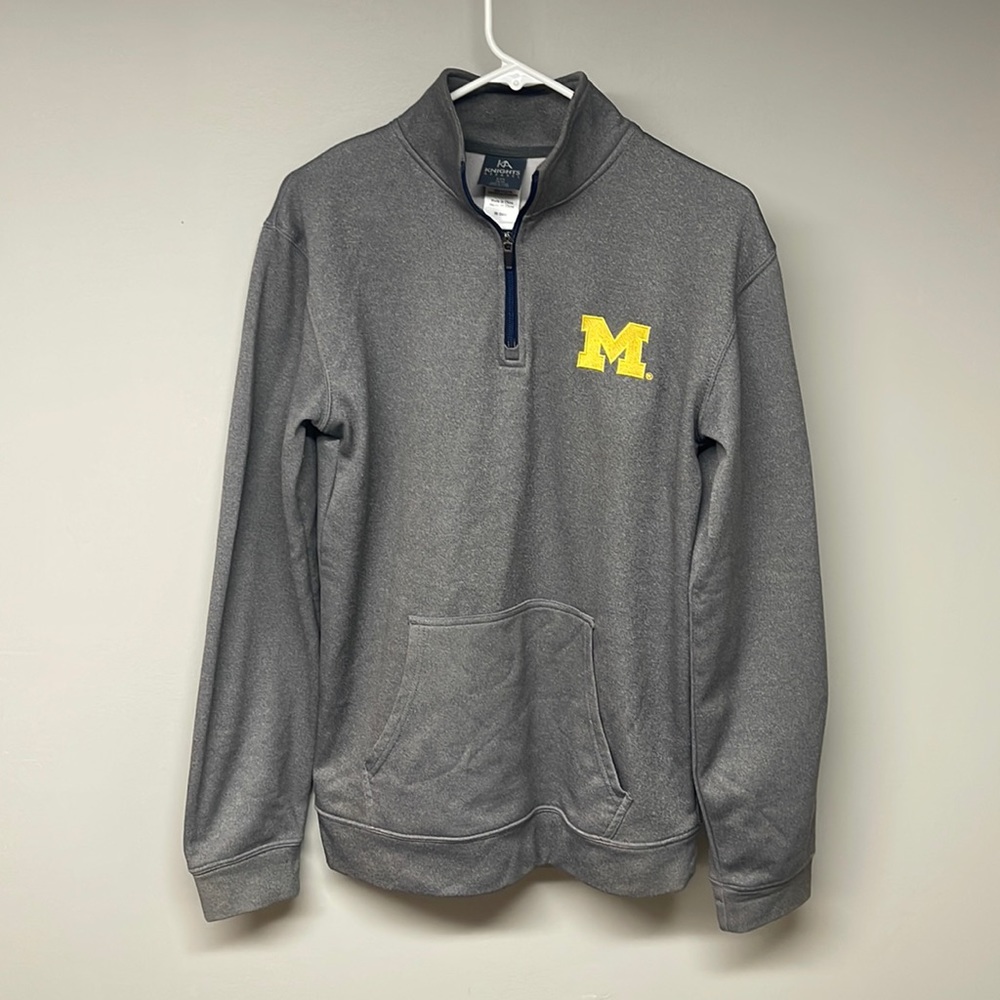Michigan UofM Gray 1/4 Zip Pullover size S(34/36)